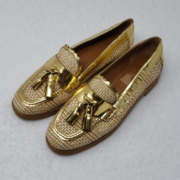 Tory Burch Shoes - NWOT Tory Burch Careen Metallic Raffia Loafers